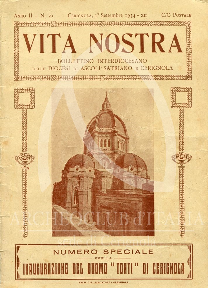 IN RICORDO DELLA INAUGURAZIONE DEL DUOMO “TONTI” – 14 Settembre 1934